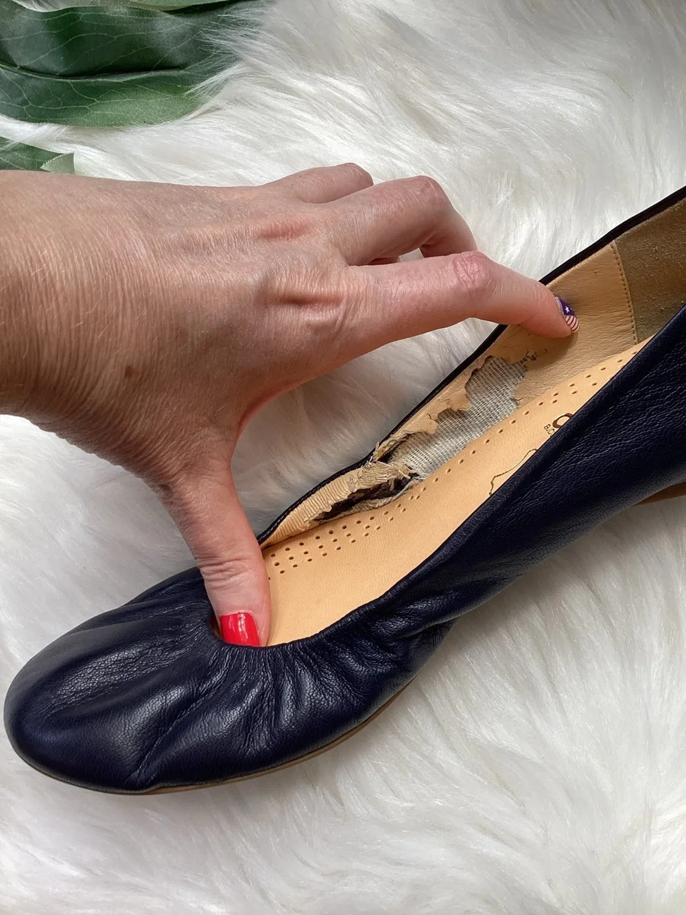 J. Crew CeCe Leather Ballet Flats Navy Blue 9.5 w/Box